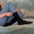 12 Pair Ladies Bamboo Non Elastic Soft Top Black Socks for Summer
