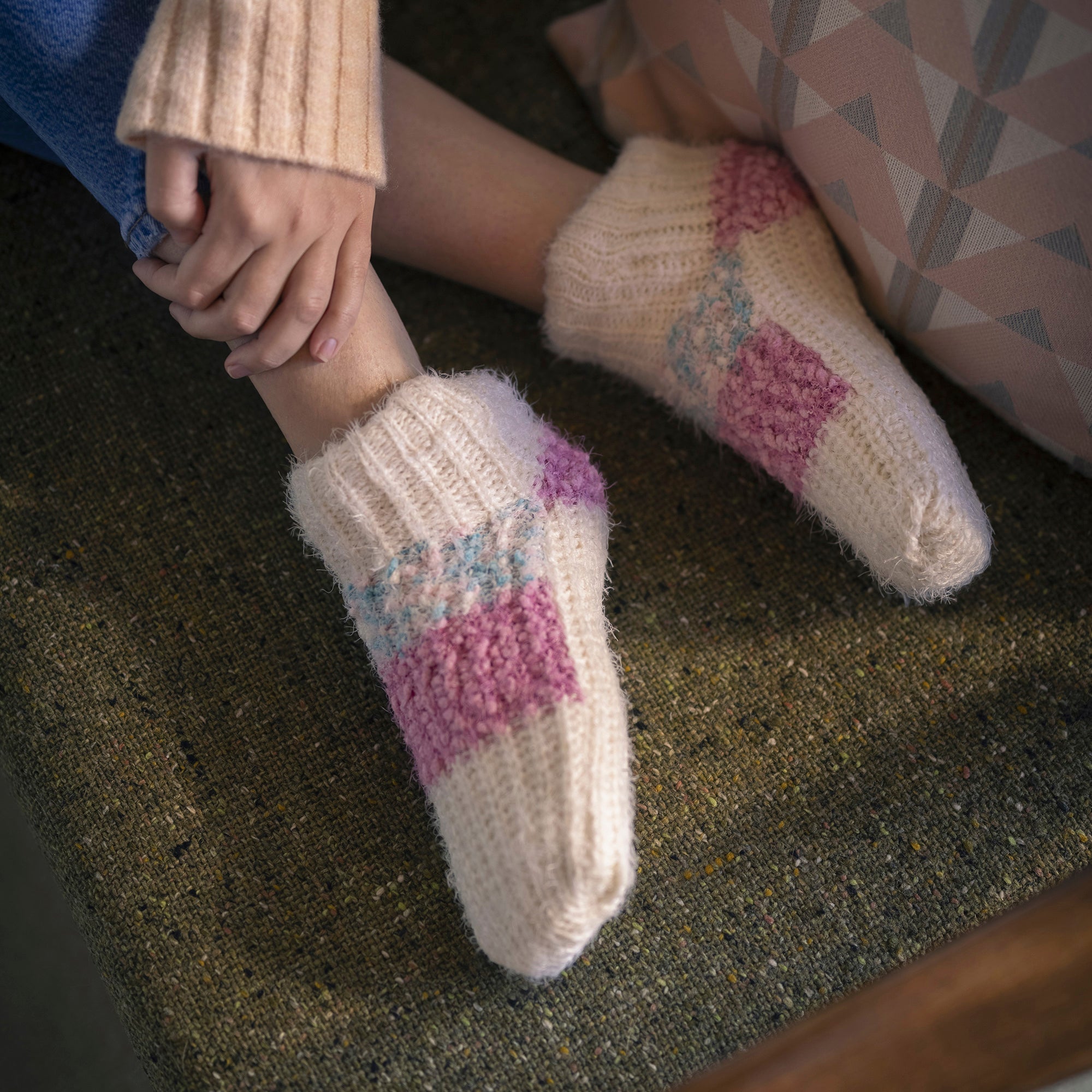 1 Pair Ladies Sherpa Lined Slipper Socks - Warm Fluffy Cosy Indoor Comfort