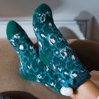 1 Pair Ladies Sherpa Lined Grip Socks - Warm Fluffy Cosy Non-Slip Comfort