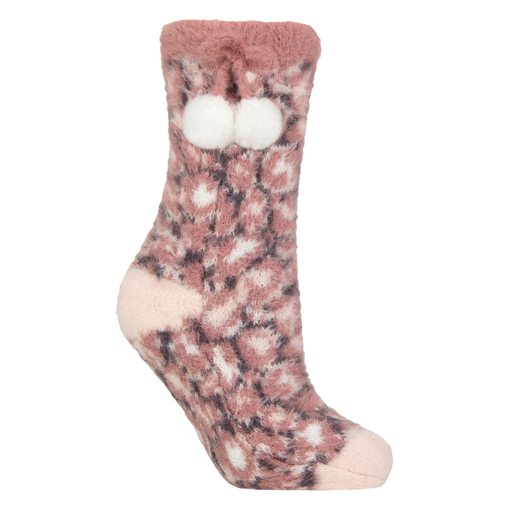 1 Pair Ladies Sherpa Lined Grip Socks - Warm Fluffy Cosy Non-Slip Comfort