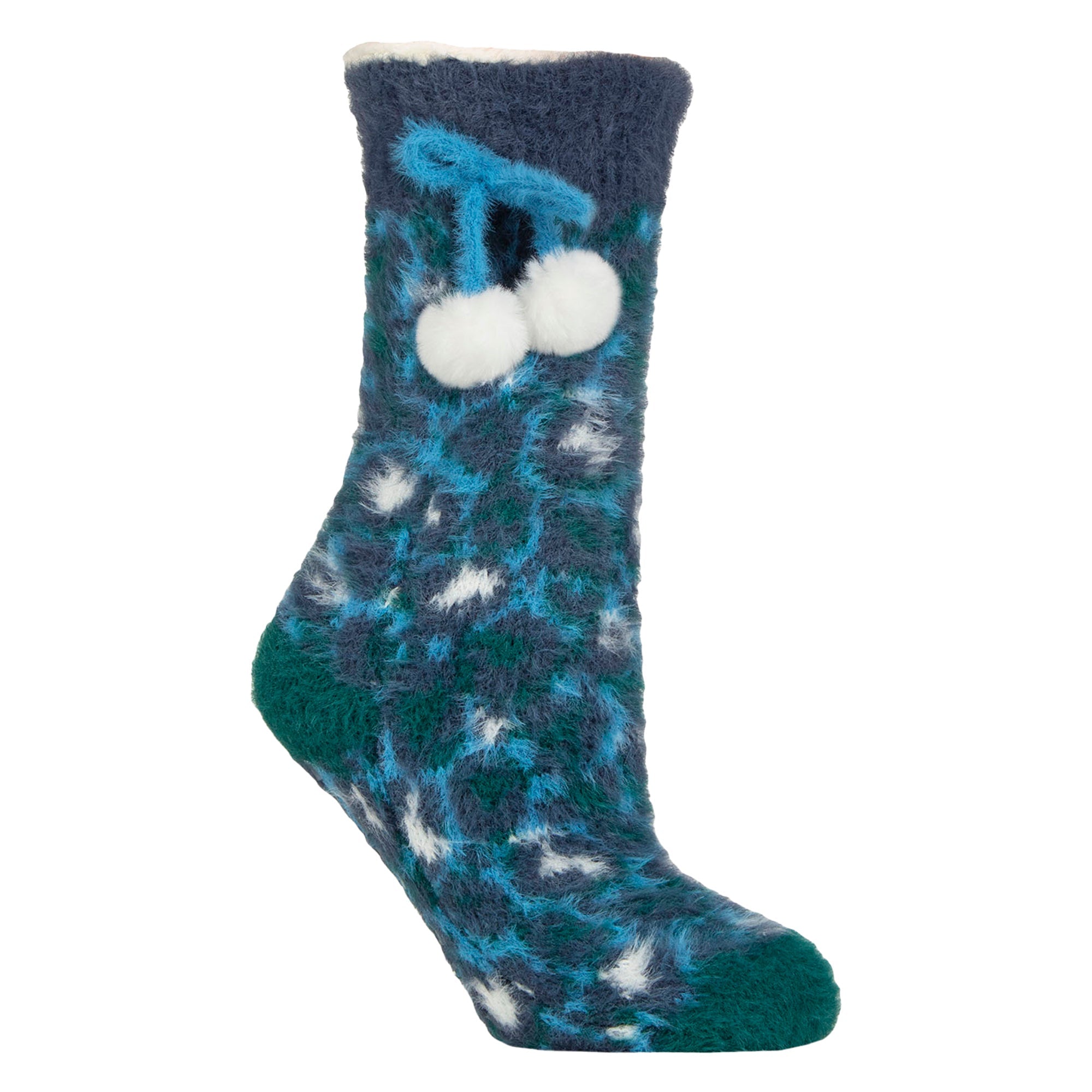 1 Pair Ladies Sherpa Lined Grip Socks - Warm Fluffy Cosy Non-Slip Comfort