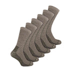 Mens 6 Pairs Multipack Crew Wool Socks: Reinforced Heel & Toe