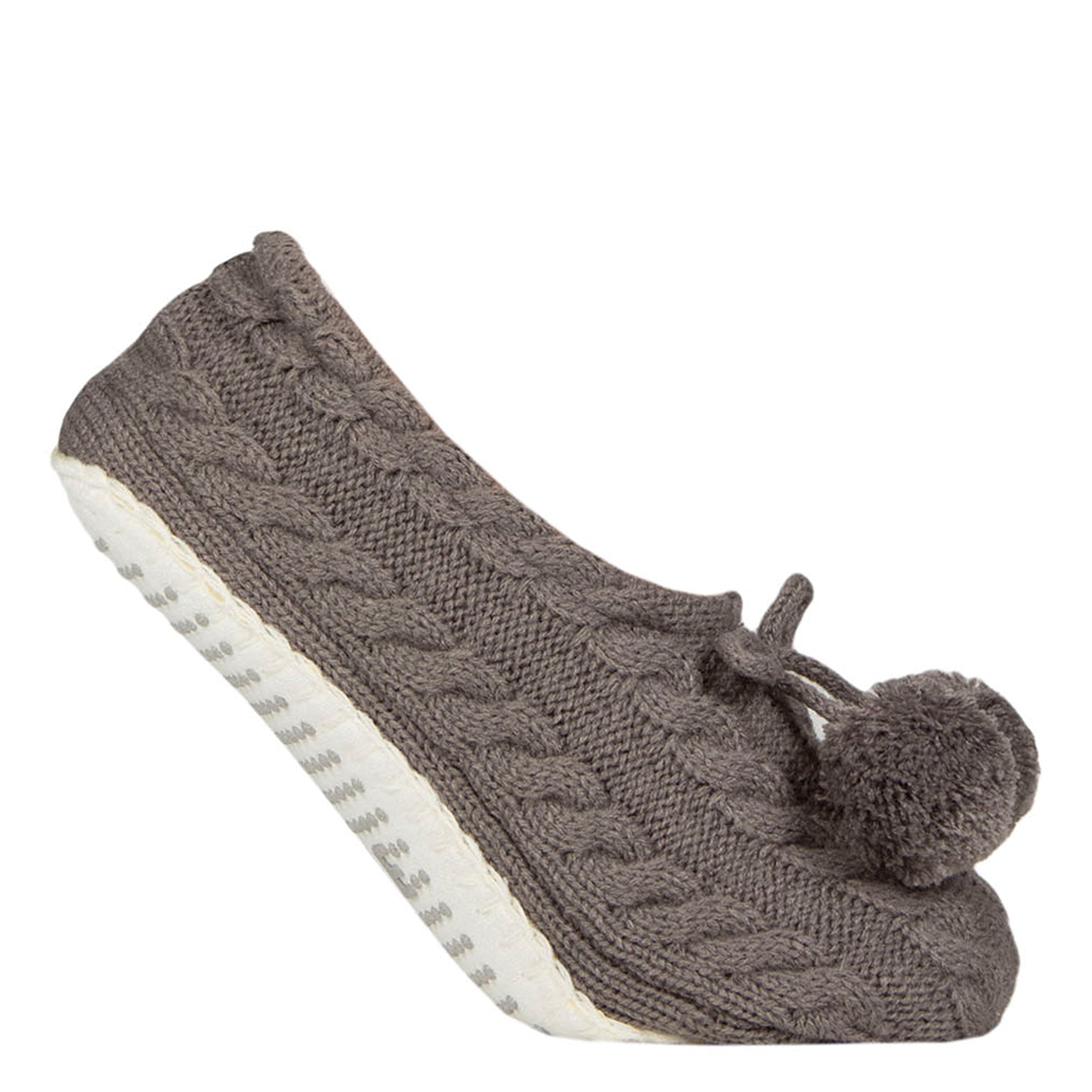 1 Pair Ladies Cable Knit Moccasin Bootie - Warm Soft Cosy Indoor Slippers