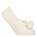 1 Pair Ladies Cable Knit Moccasin Bootie - Warm Soft Cosy Indoor Slippers