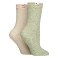 2 Pack Ladies Two Tone Cosy Bed and Home Socks - Warm Soft Relaxing Comfort
