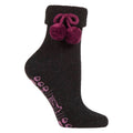 1 Pair Ladies Wool Mix Slipper Socks with Pom Pom - Warm Soft Cosy Comfort