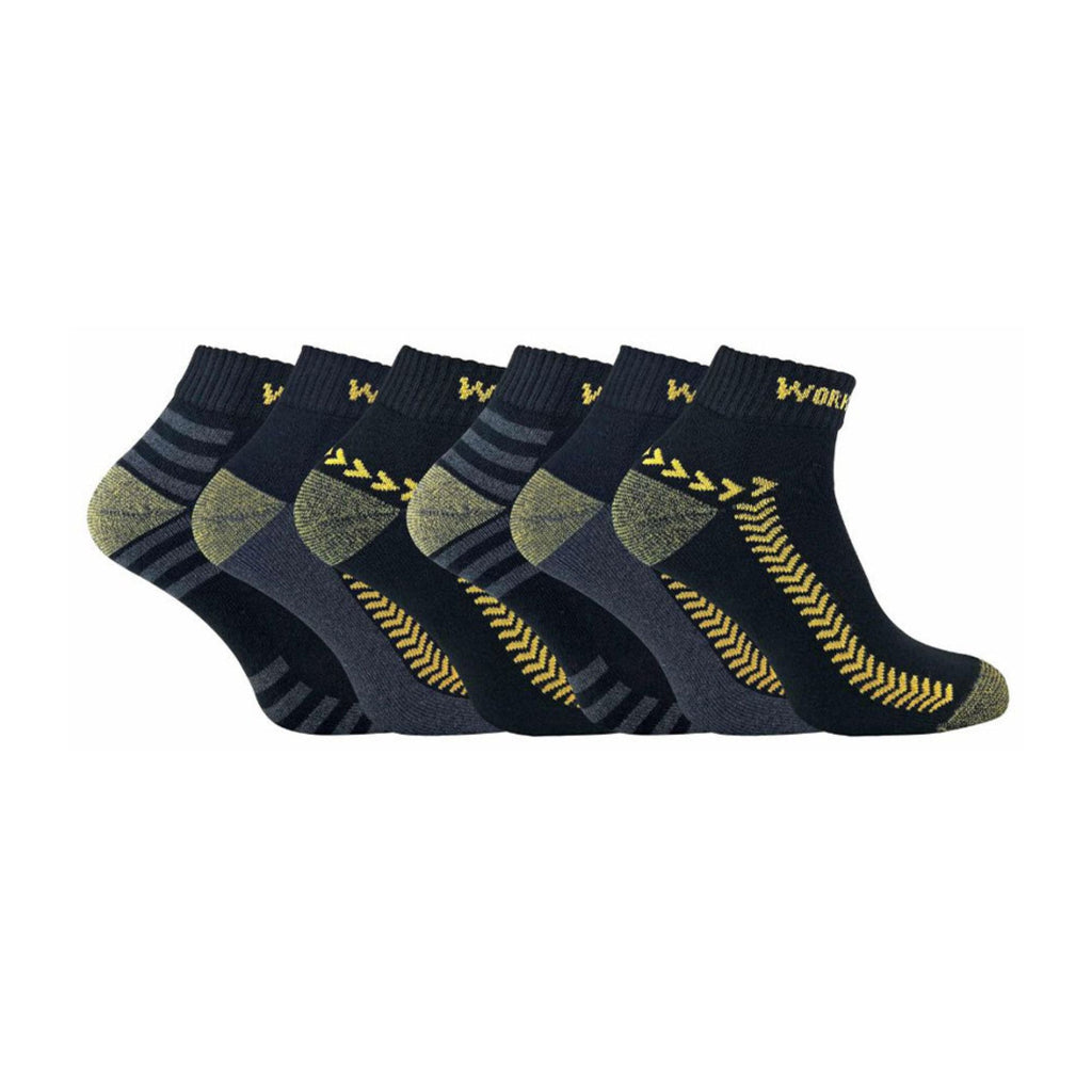 6 Pack Mens Cotton Anti Sweat Low Cut Work Socks for Steel Toe Boots