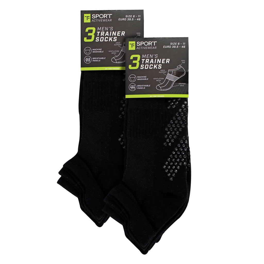 6 Pack Mens Yoga Pilates Non Slip Socks | Breathable Cushioned Gym Socks
