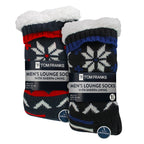 2 Pack Mens Fairisle Knit Slipper Sock with Sherpa | Christmas Non Slip Socks