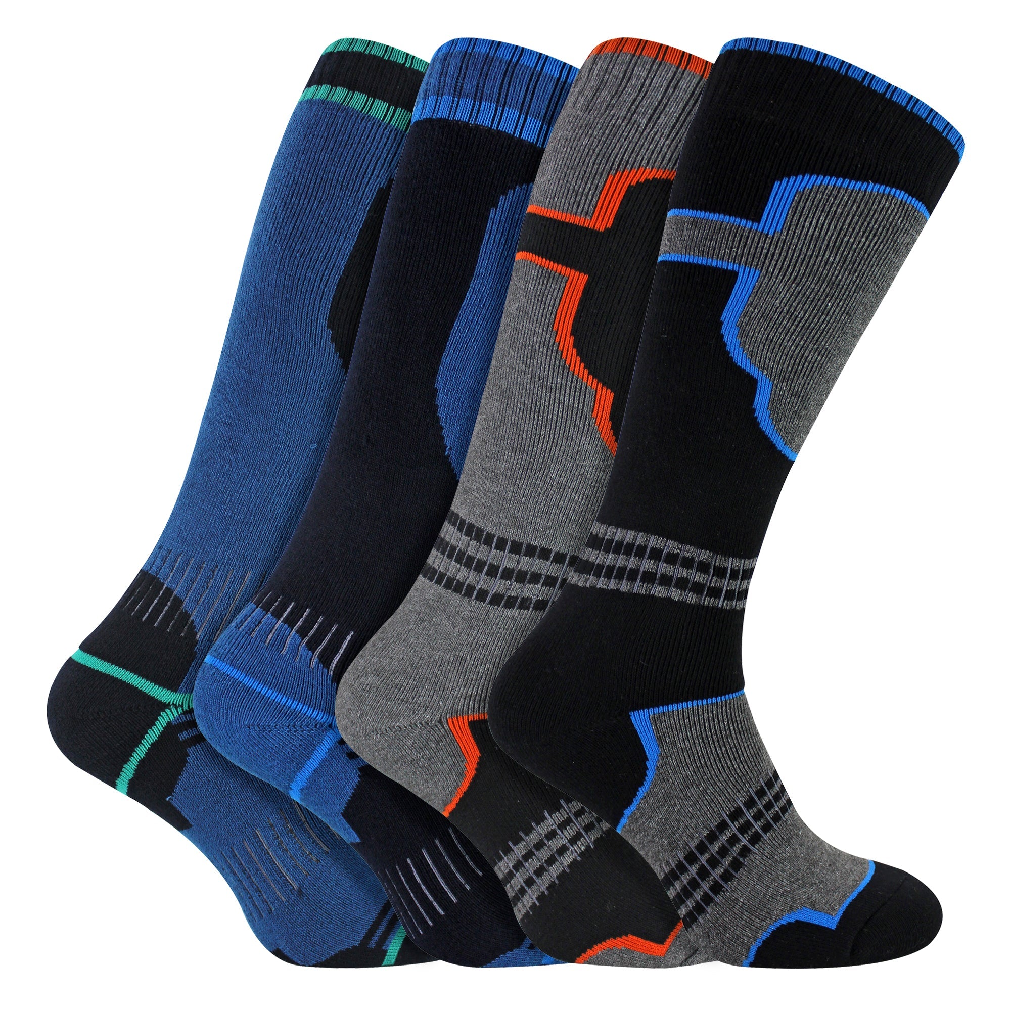 4 Pack Boys Thermal Ski Socks | Knee High Socks for Snow Boots