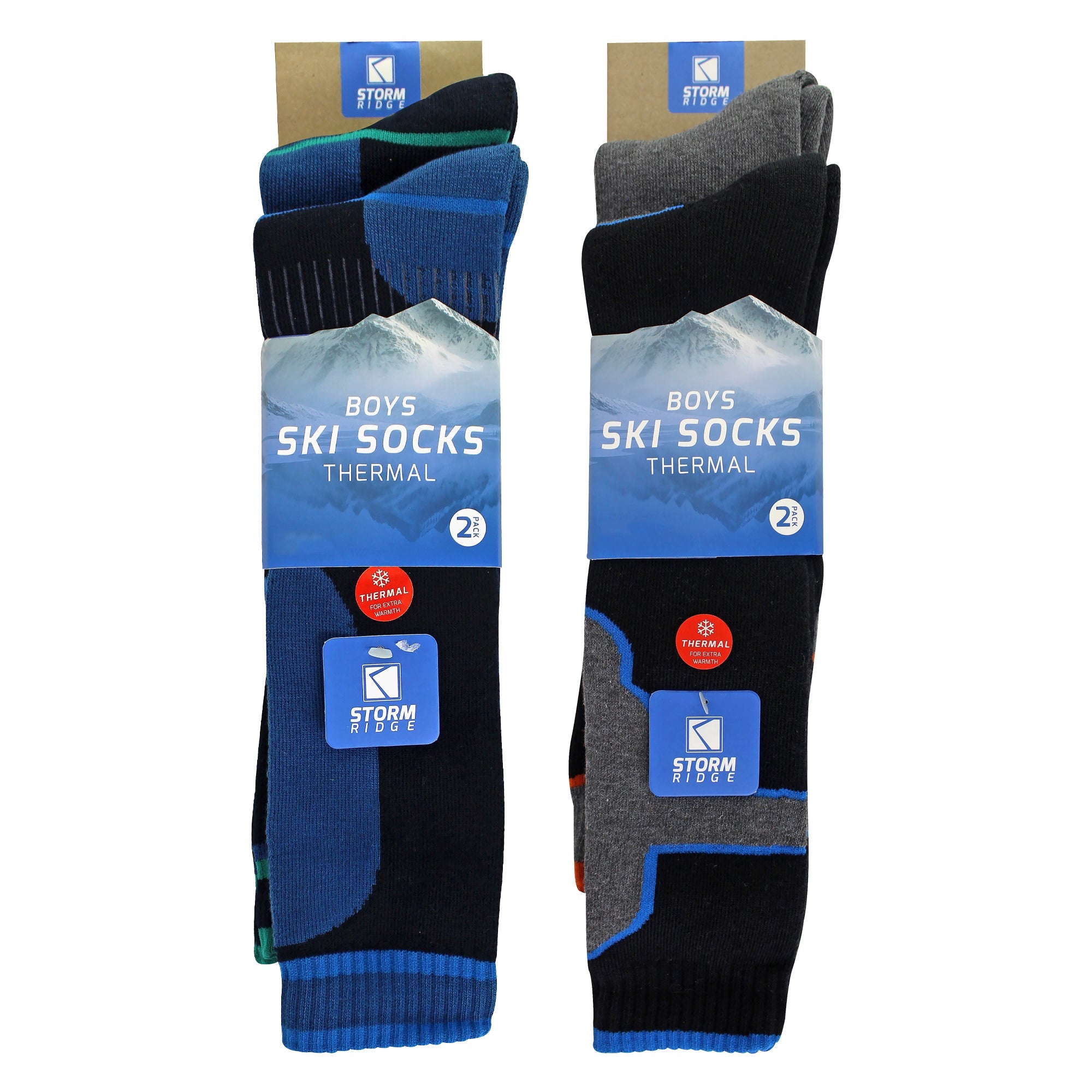 4 Pack Boys Thermal Ski Socks | Knee High Socks for Snow Boots