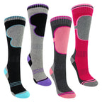 4 Pack Girls Ski Socks | Thermal Winter Cushioned Socks for Kids