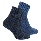 2 Pack Mens Slipper Socks With Grippers | Warm Soft Non Slip Socks
