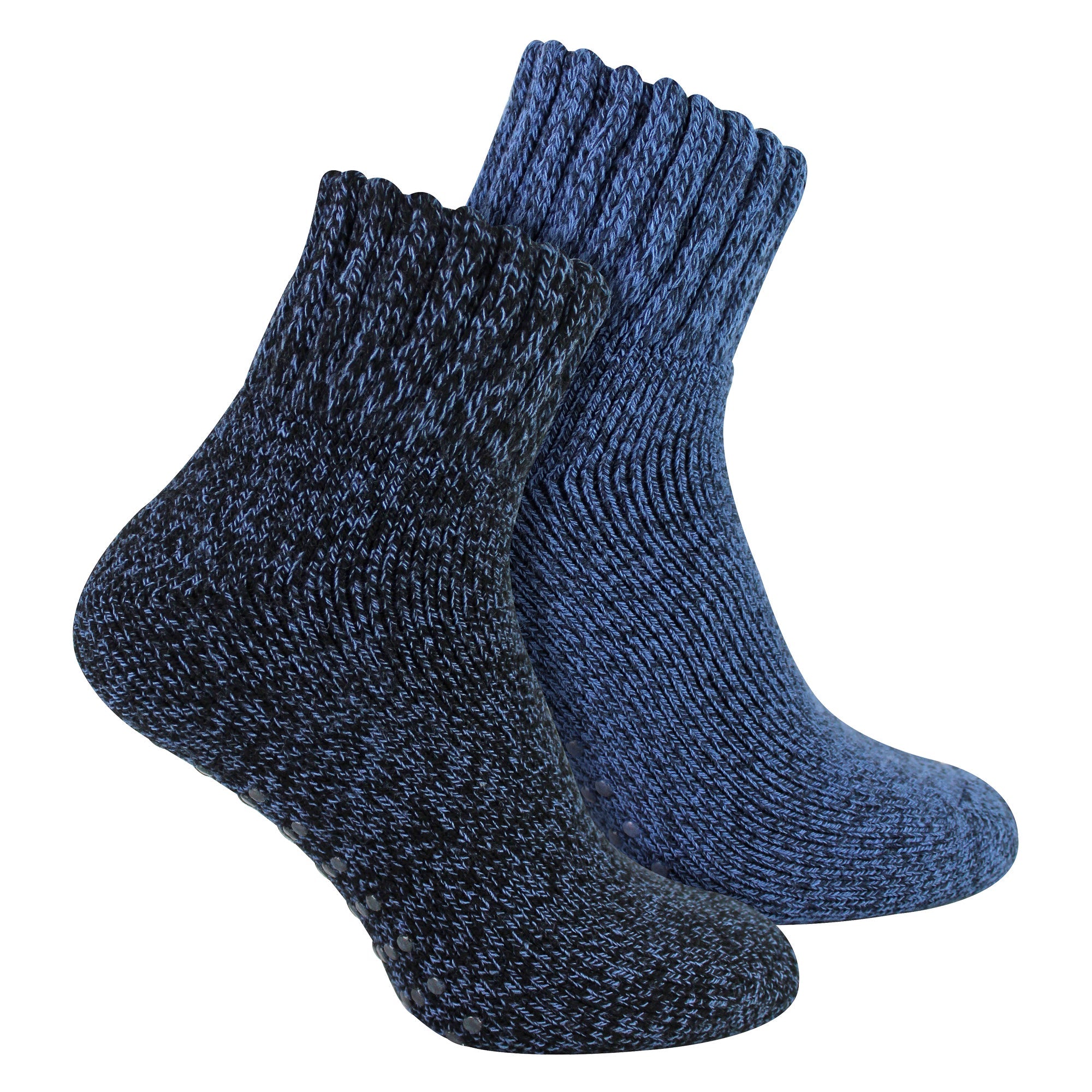 2 Pack Mens Slipper Socks With Grippers | Warm Soft Non Slip Socks