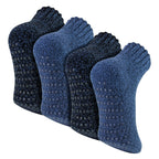 4 Pack Mens Slipper Socks With Grippers | Warm Soft Non Slip Socks