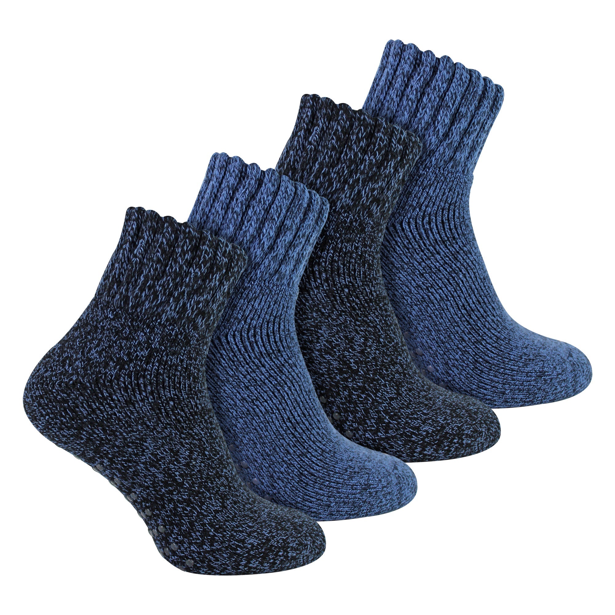 4 Pack Mens Slipper Socks With Grippers | Warm Soft Non Slip Socks