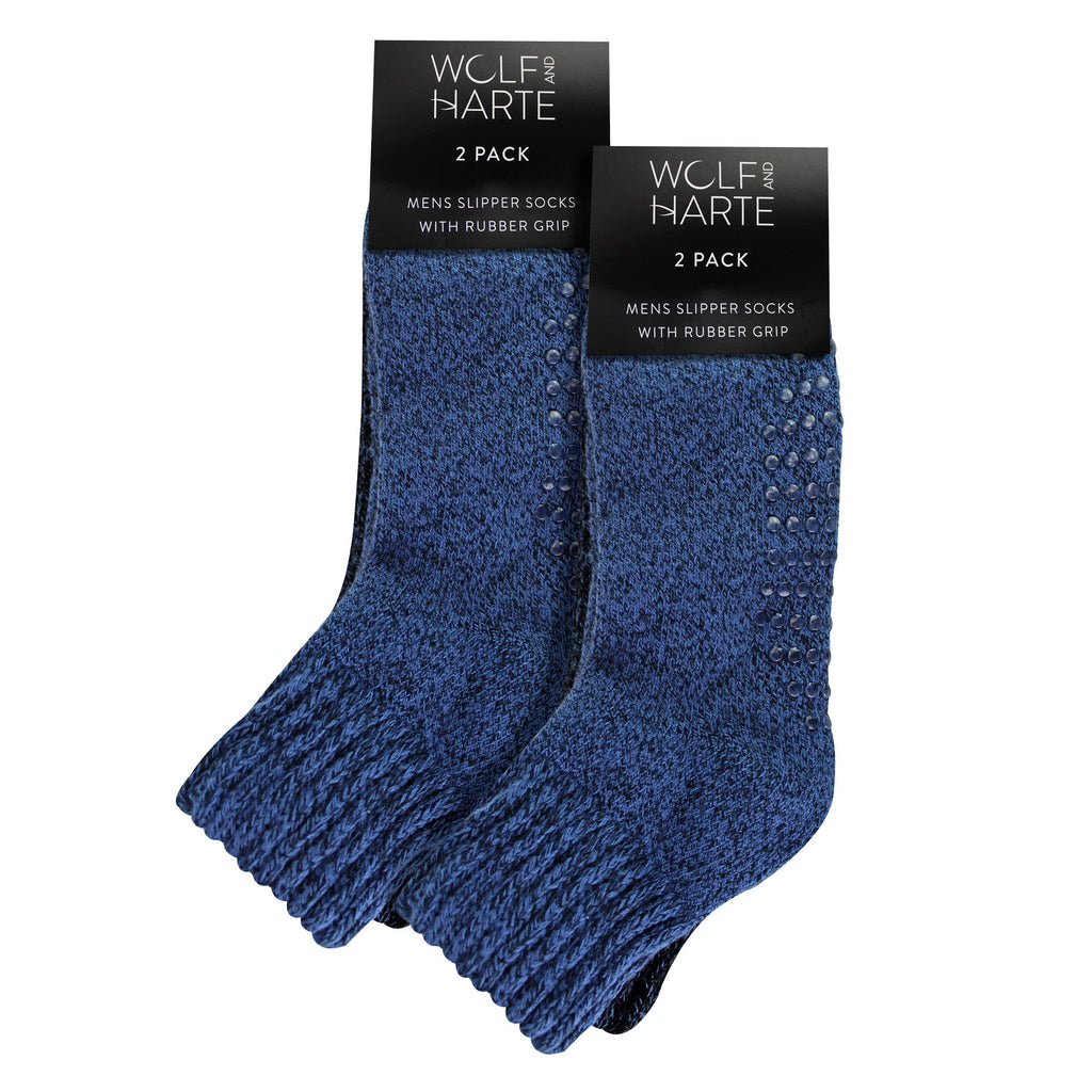 4 Pack Mens Slipper Socks With Grippers | Warm Soft Non Slip Socks