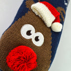 Mens Thermal Rudolph Design Christmas Fleece Lined Slipper Socks