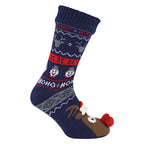 Mens Thermal Rudolph Design Christmas Fleece Lined Slipper Socks