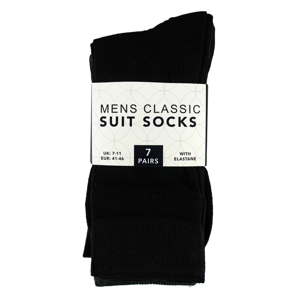 7 Pack Mens Classic Suit Socks - Soft Breathable Plain Dress Socks