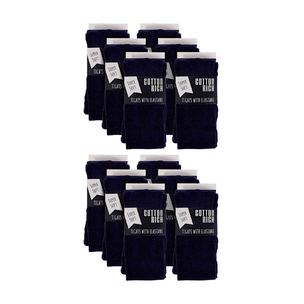 12 Pair Girls Soft & Comfy Plain Opaque School Uniform Tights
