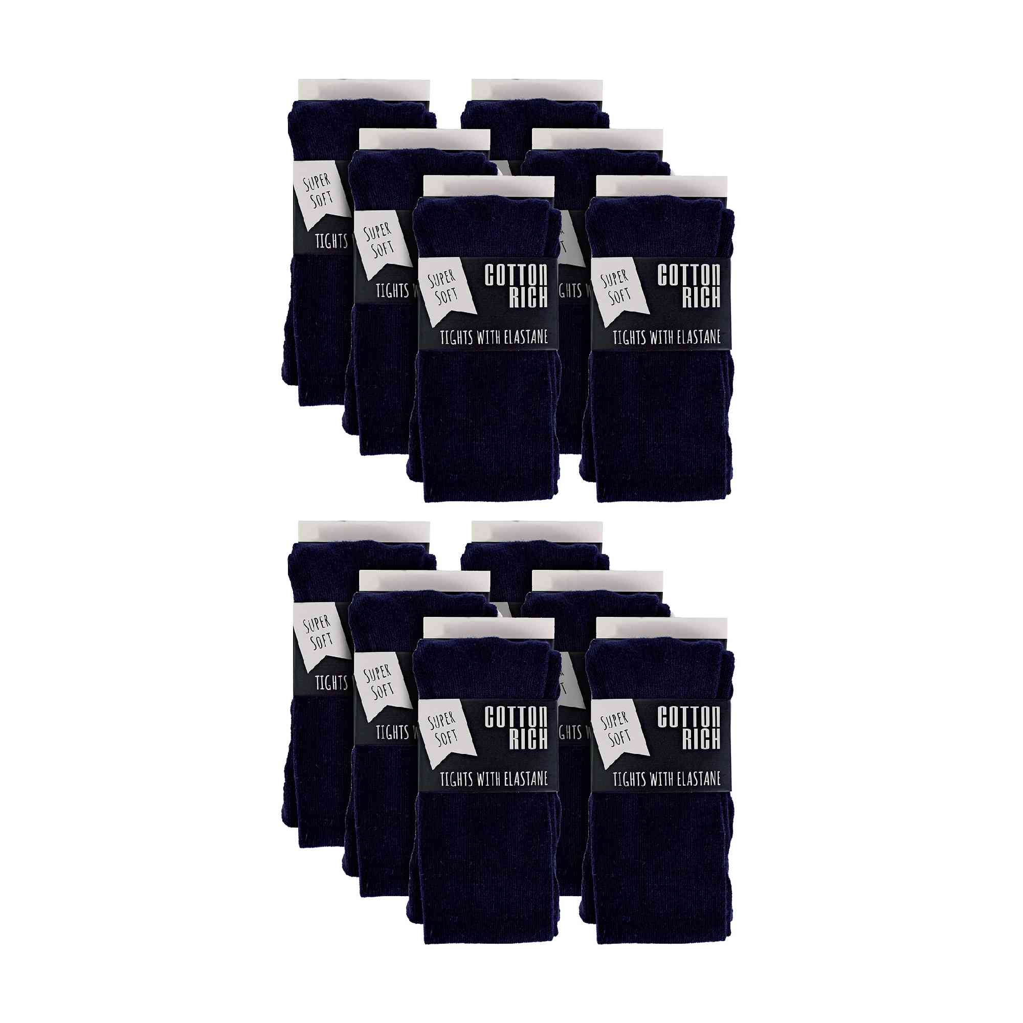 12 Pair Girls Soft & Comfy Plain Opaque School Uniform Tights
