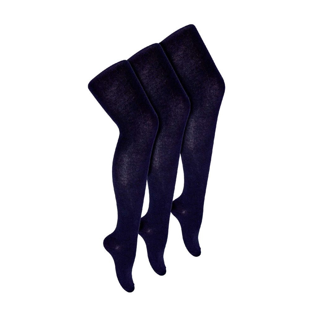 3 Pack Girls Plain Soft Breathable Cotton School Tights (5 Sizes)