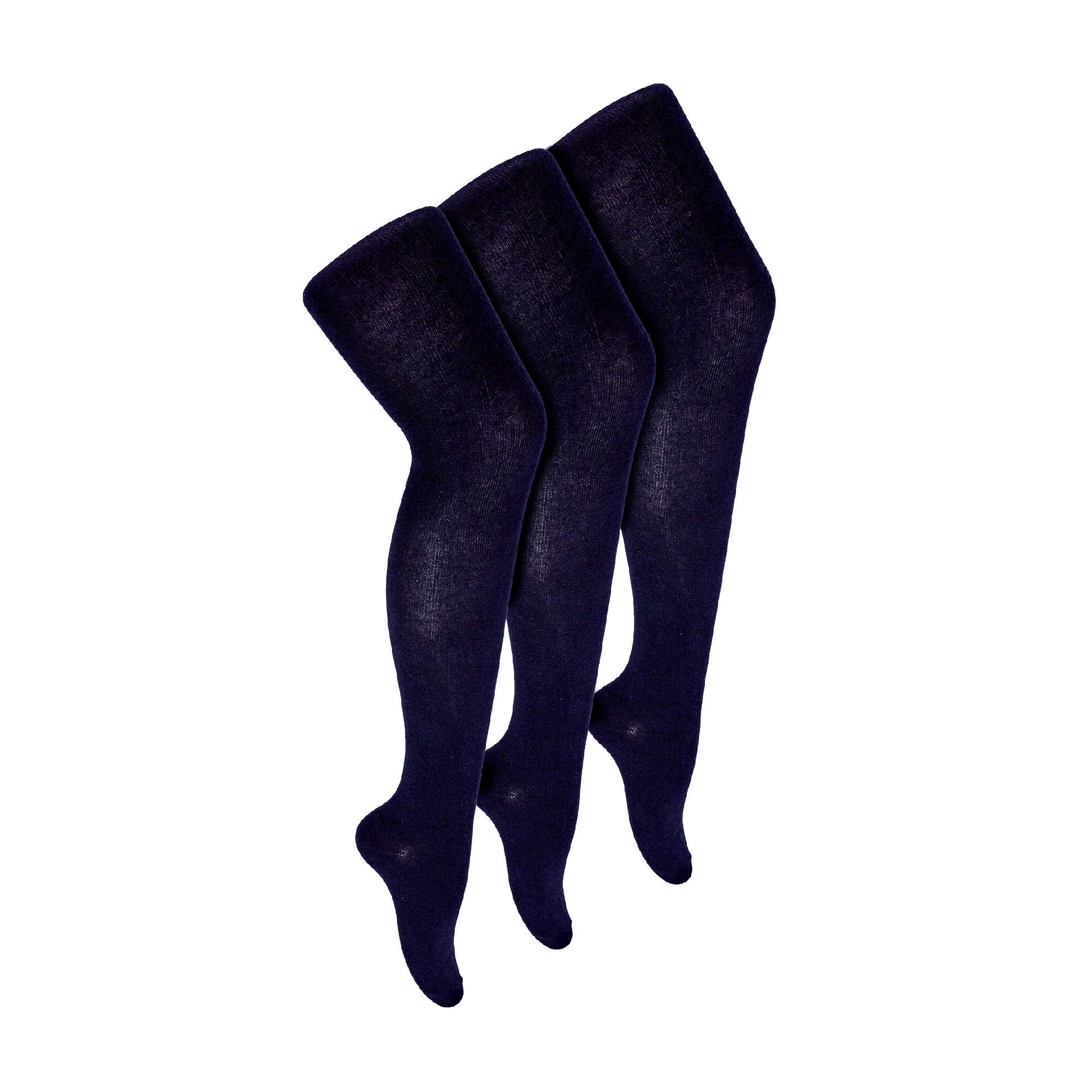 3 Pack Girls Plain Soft Breathable Cotton School Tights (5 Sizes)