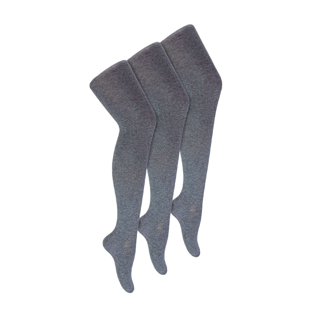 3 Pack Girls Plain Soft Breathable Cotton School Tights (5 Sizes)