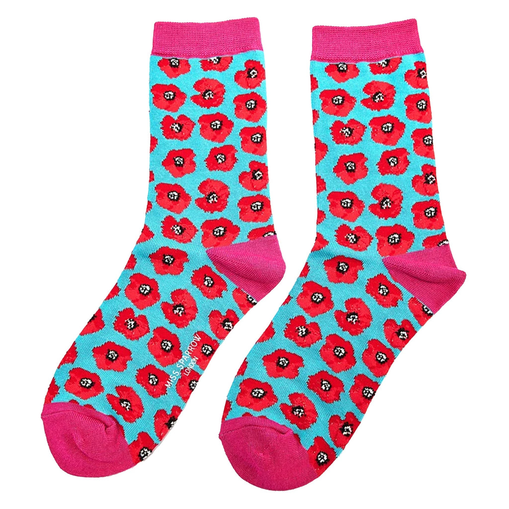 1 Pack Ladies Novelty Poppy Bamboo Socks