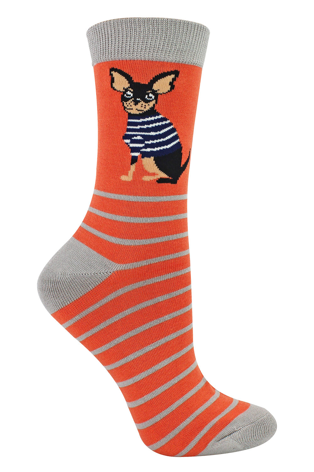 1 Pack Ladies Novelty Orange Chihuahua Bamboo Socks