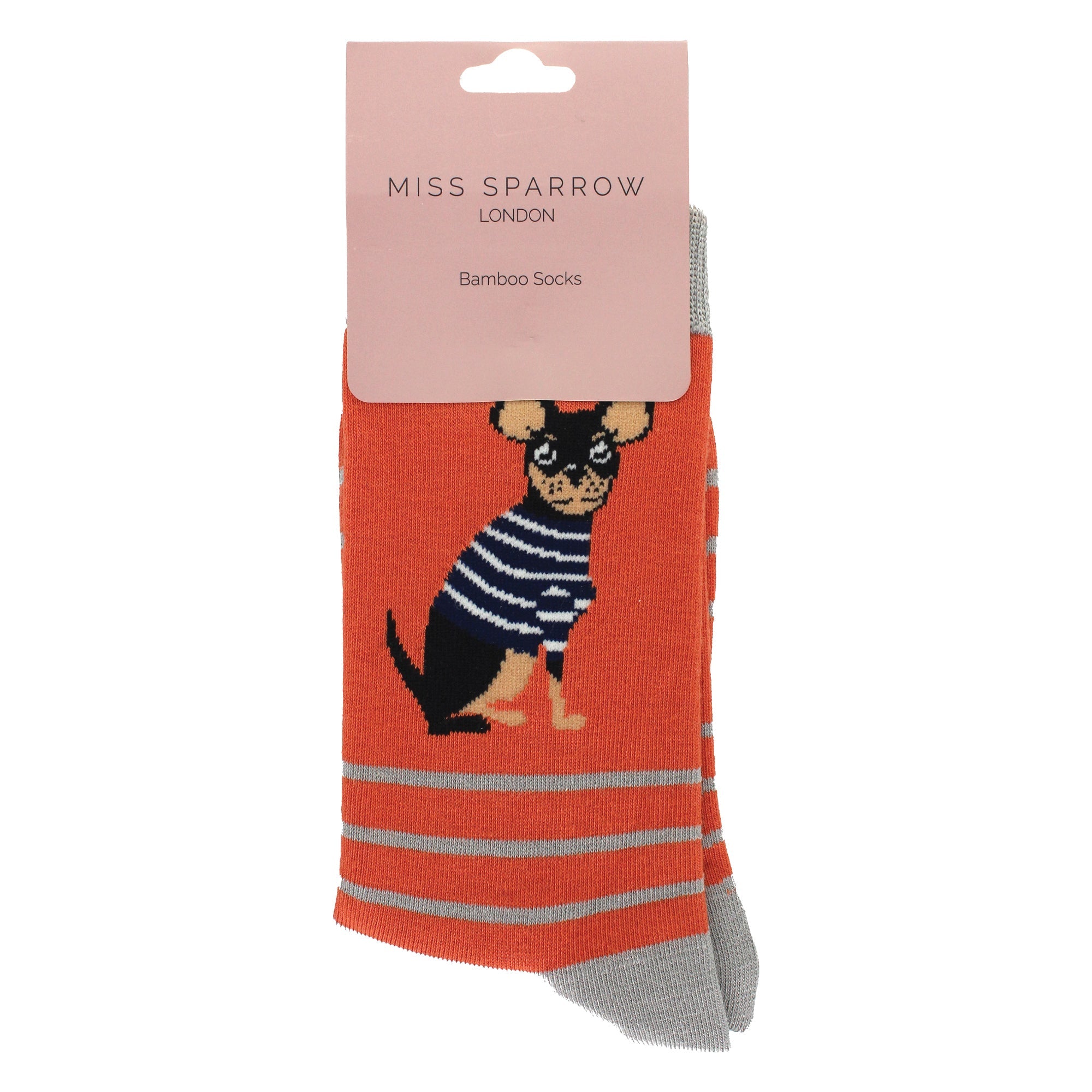 1 Pack Ladies Novelty Orange Chihuahua Bamboo Socks
