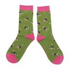 1 Pack Ladies Novelty Green Ostrich Bamboo Socks