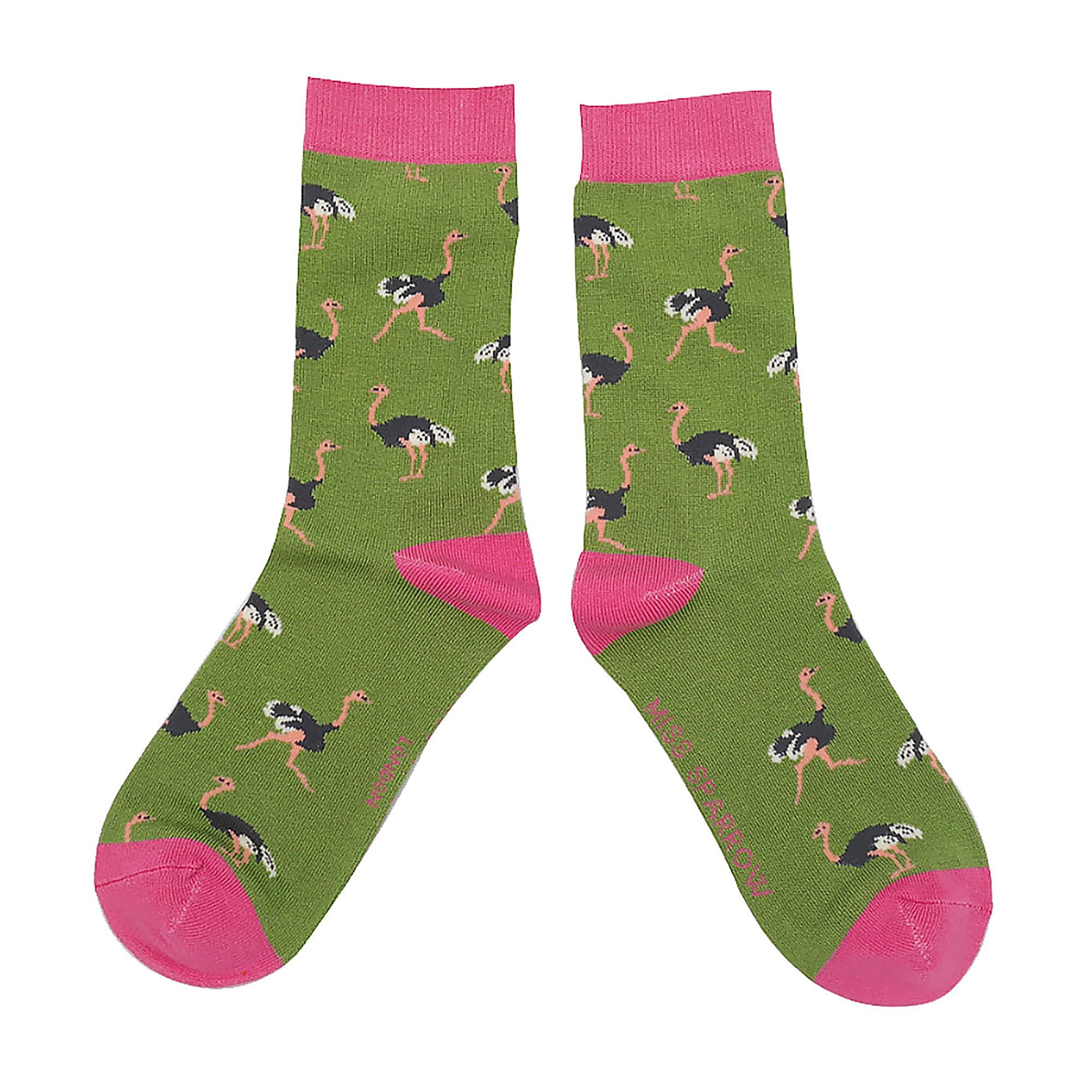 1 Pack Ladies Novelty Green Ostrich Bamboo Socks