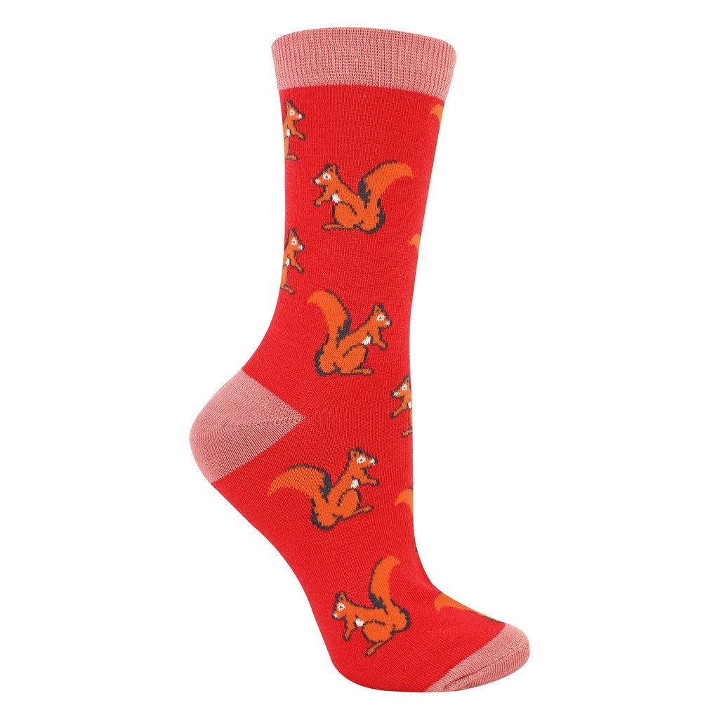 1 Pack Ladies Novelty Red Squirrels Bamboo Socks