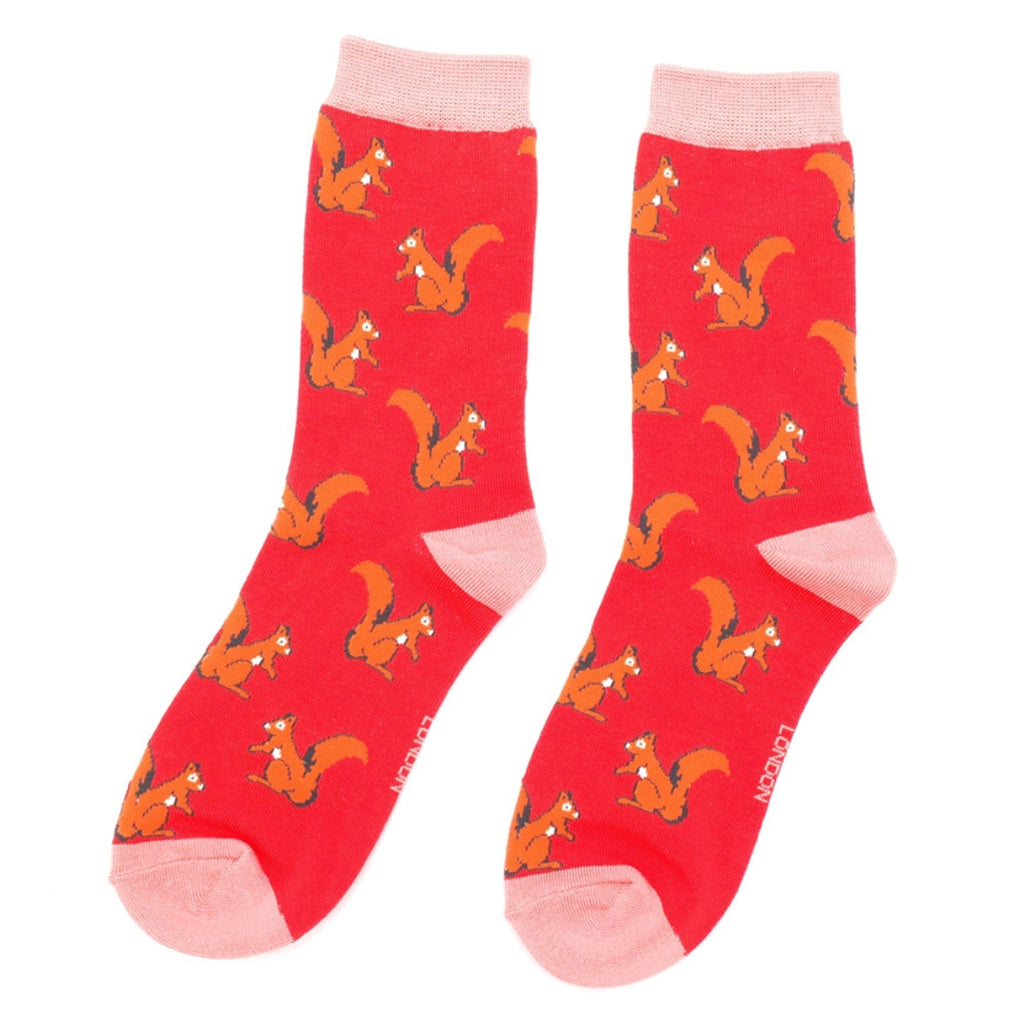 1 Pack Ladies Novelty Red Squirrels Bamboo Socks