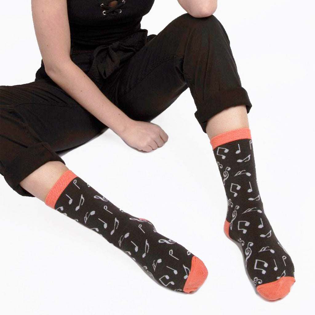 1 Pack Ladies Novelty Music Patterned Bamboo Socks