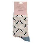 1 Pack Ladies Novelty Silver Kissing Puffins Bamboo Socks