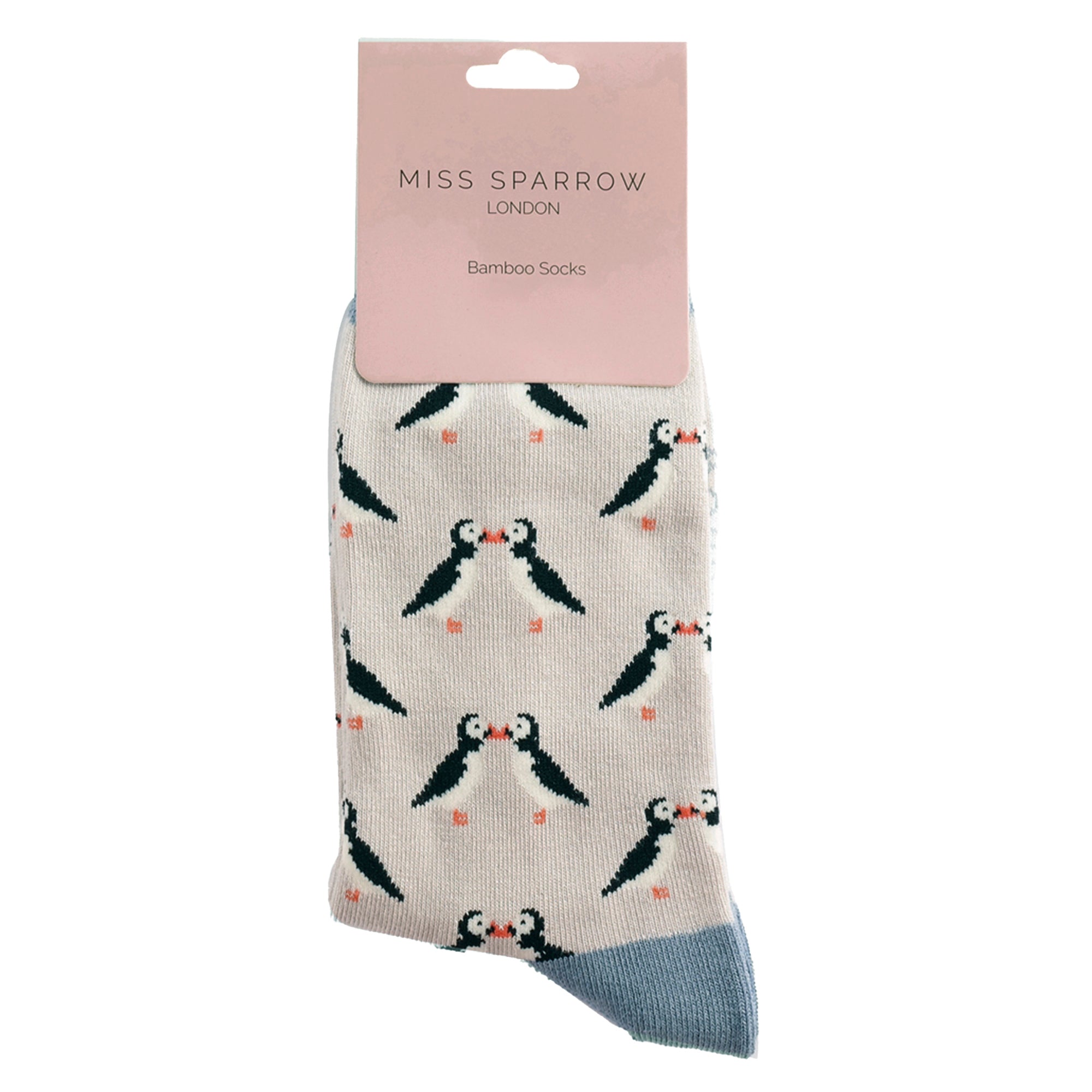 1 Pack Ladies Novelty Silver Kissing Puffins Bamboo Socks