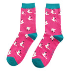1 Pack Ladies Novelty Fuchsia Seagulls Bamboo Socks