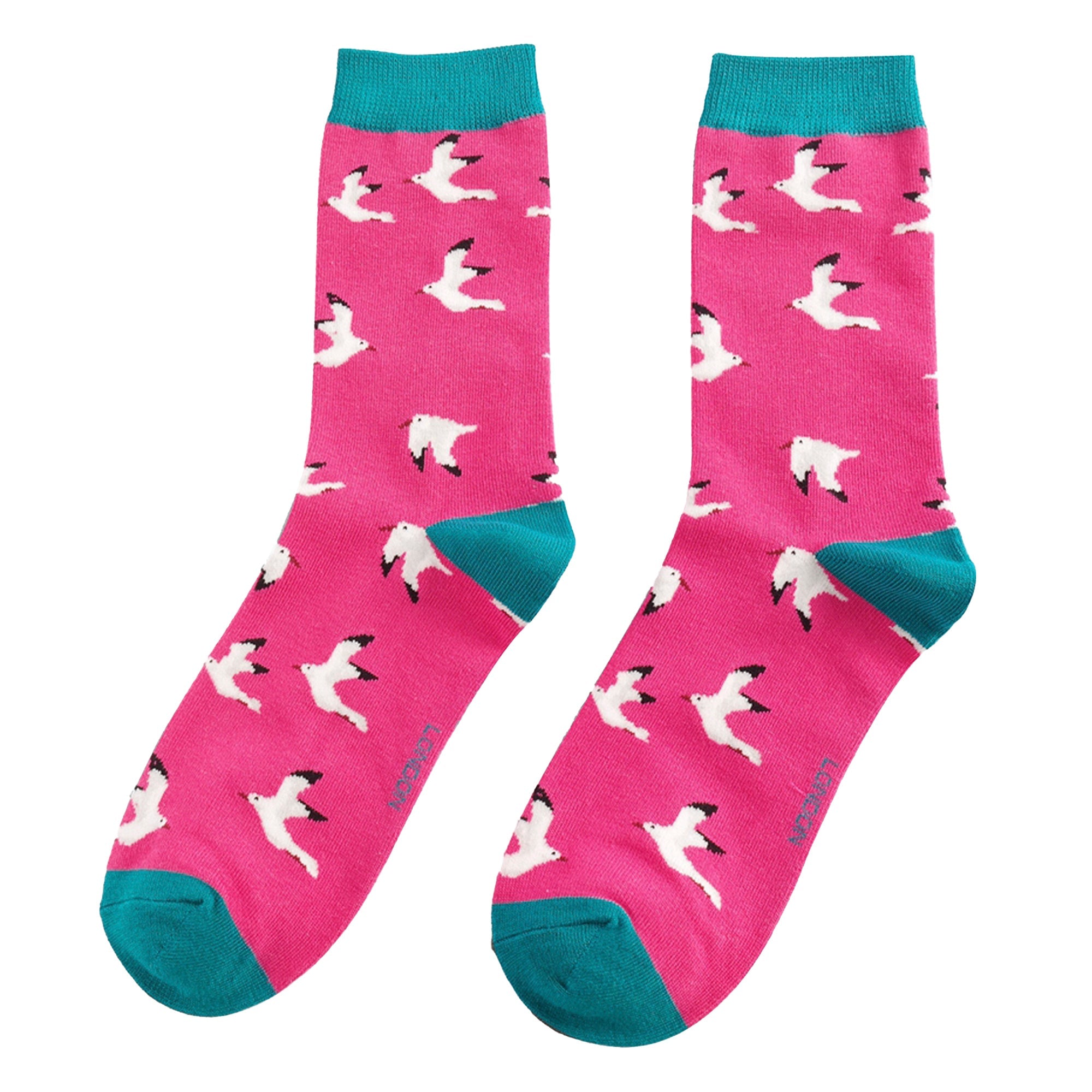 1 Pack Ladies Novelty Fuchsia Seagulls Bamboo Socks
