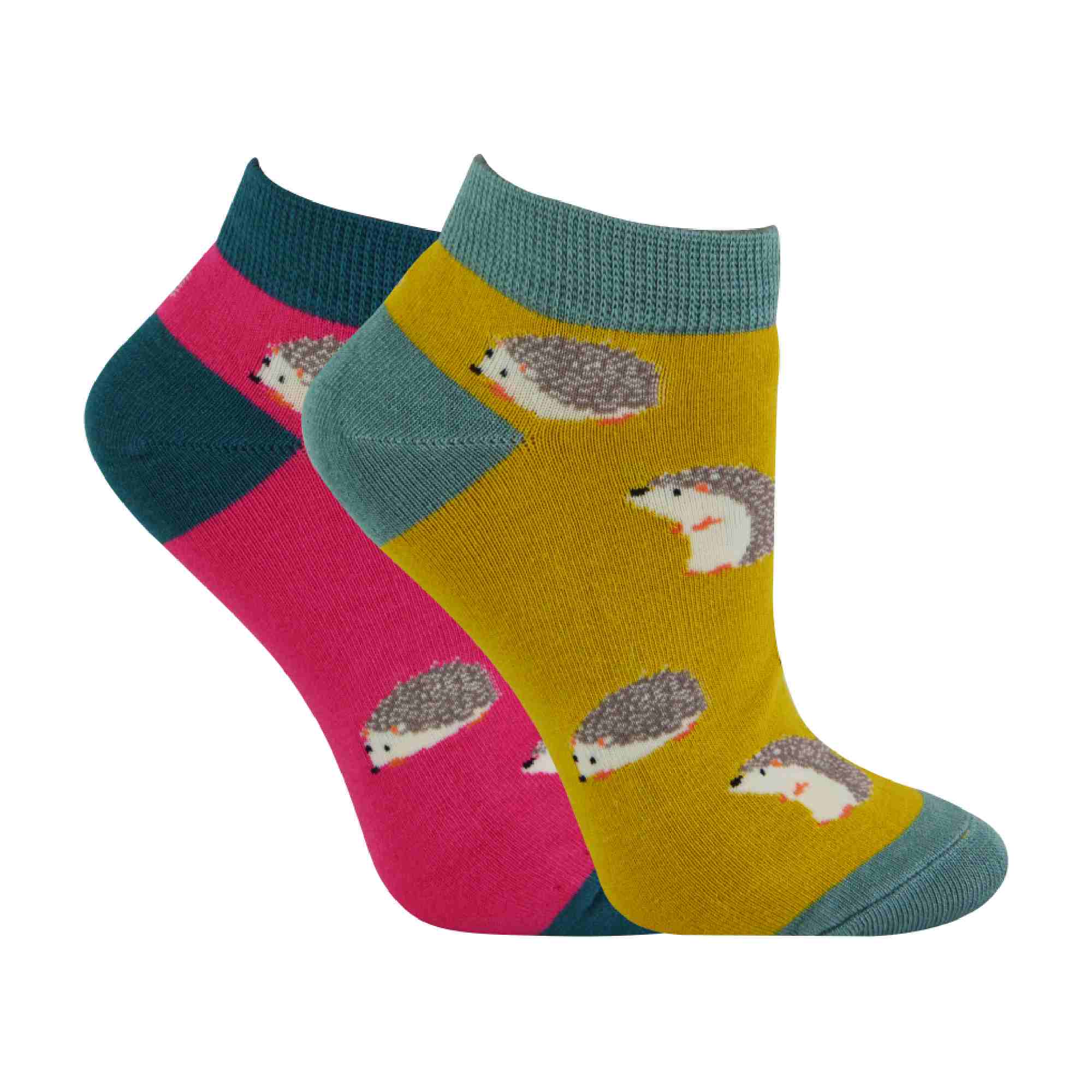 2 Pack Ladies Novelty Animal Themed Bamboo Trainer Socks