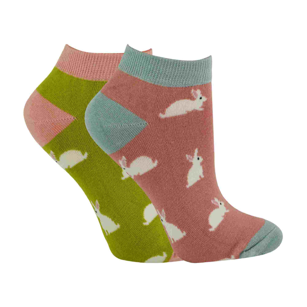 2 Pack Ladies Novelty Animal Themed Bamboo Trainer Socks