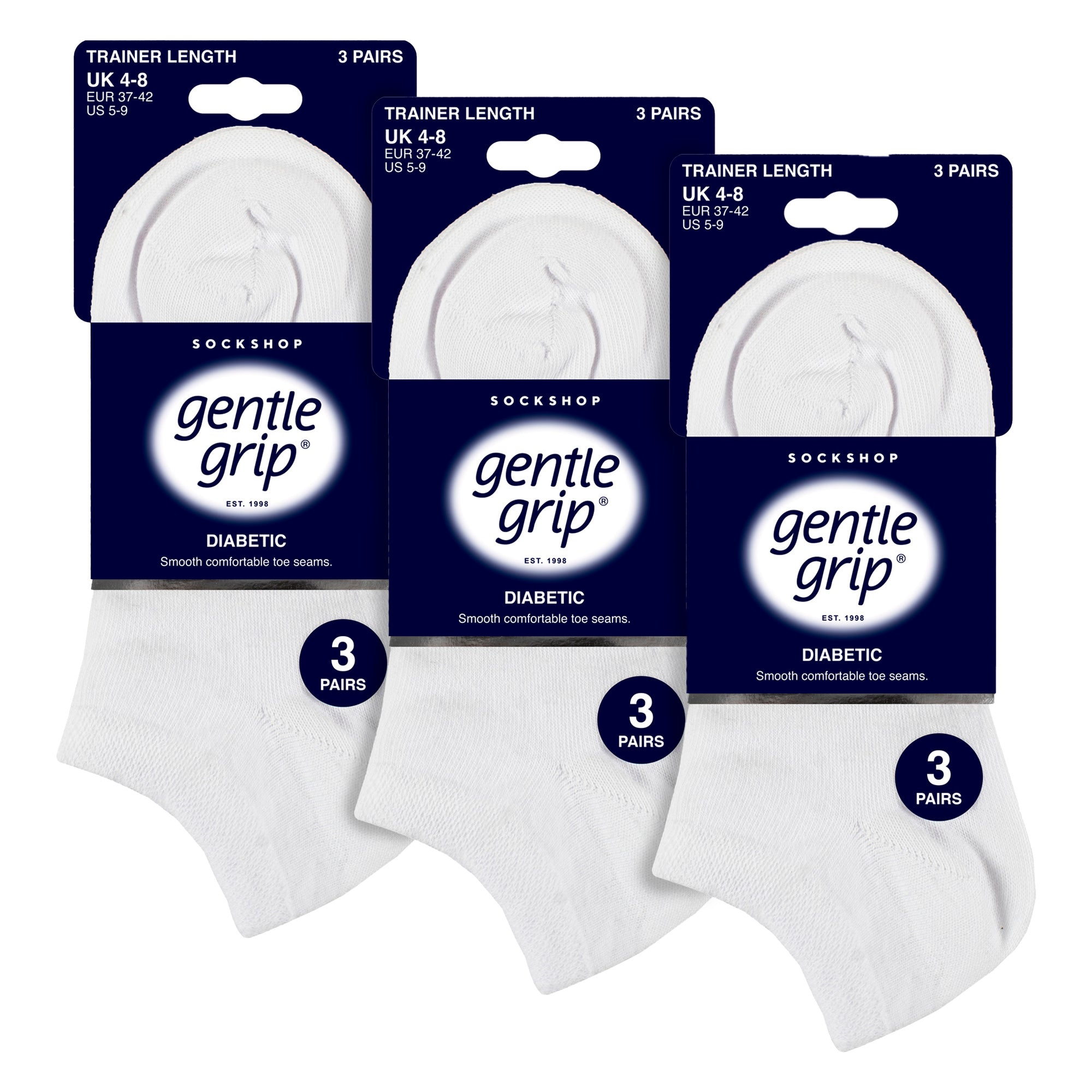 9 Pairs Ladies Diabetic Trainer Socks | Ankle Socks Swollen Feet