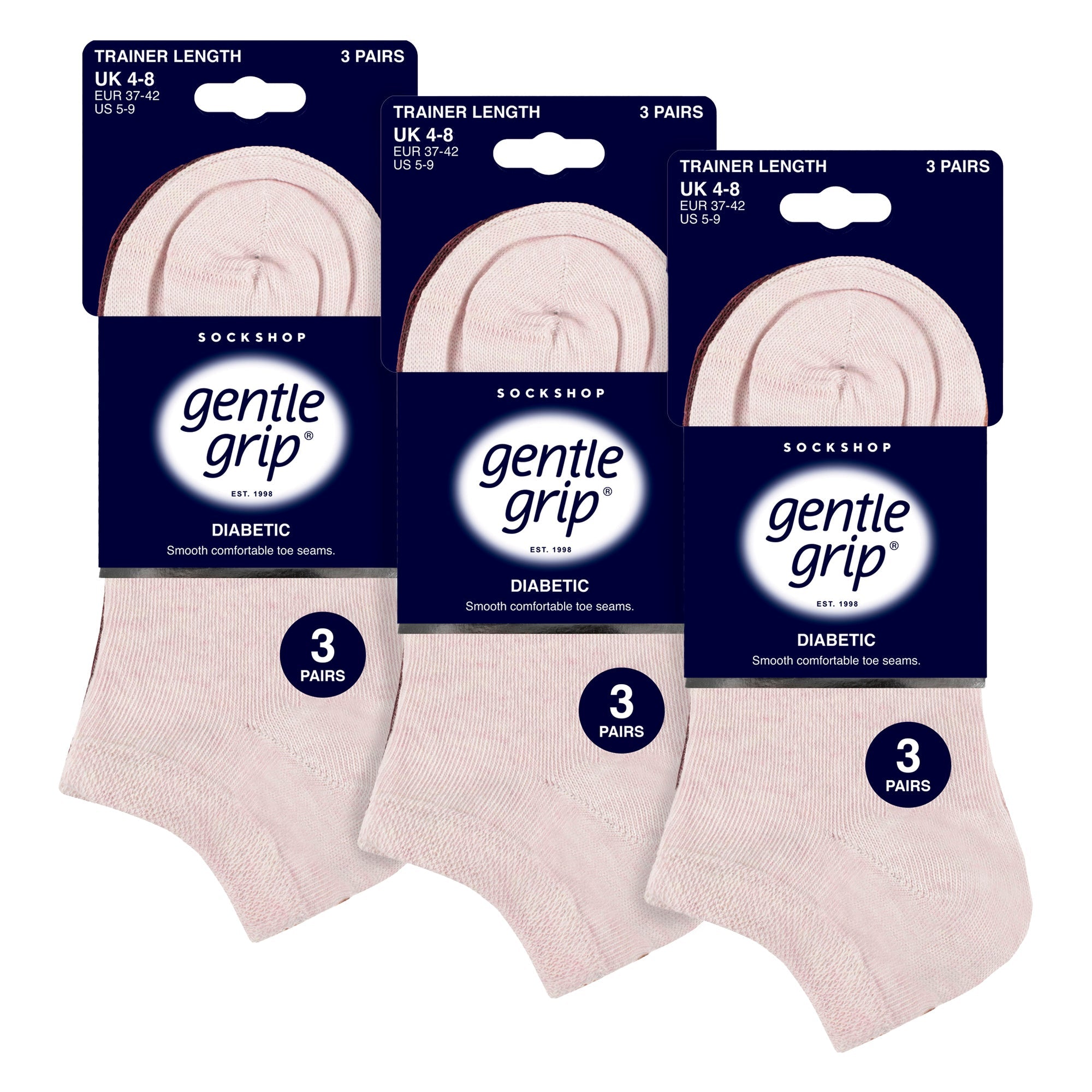 9 Pairs Ladies Diabetic Trainer Socks | Ankle Socks Swollen Feet