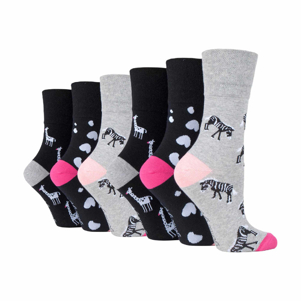 6 Pairs Ladies Non Elastic Patterned Socks