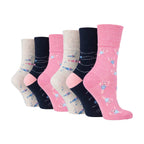 6 Pairs Ladies Non Elastic Patterned Socks