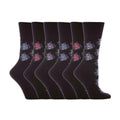 6 Pack Ladies Non Elastic Floral Patterned Cotton Socks