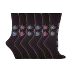 6 Pack Ladies Non Elastic Floral Patterned Cotton Socks