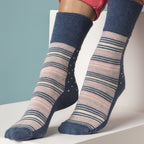 6 Pack Ladies Non Elastic Floral Patterned Cotton Socks